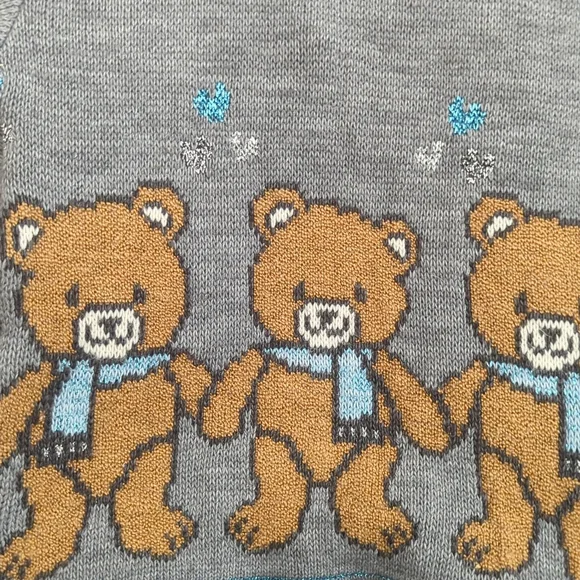 Christmas Vintage Teddy Bear Sweater Size Kids 5/6 - Picture 10 of 12